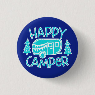 Macaron Rond 2,50 Cm Happy Camper RV Life Summer Motorhome Voyage