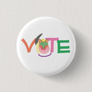 Macaron Rond 2,50 Cm Happy Cat Vote GOTV Bouton