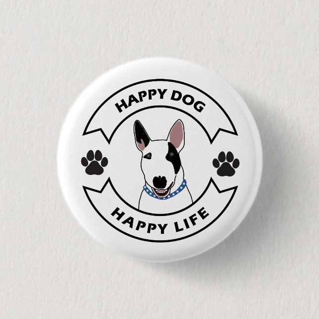 Macaron Rond 2,50 Cm Happy dog, happy life (Devant)