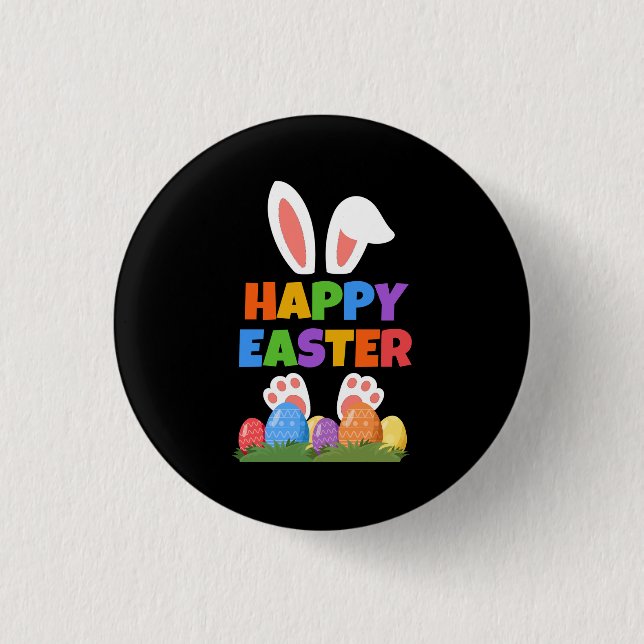Macaron Rond 2,50 Cm Happy Easter Bunny  (Devant)