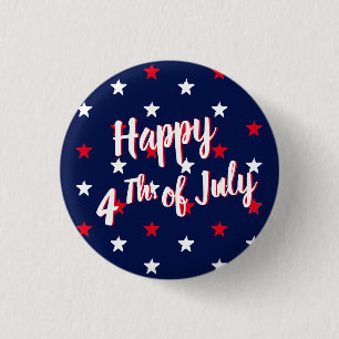 Macaron Rond 2,50 Cm Happy fourth of July script red white navy stars