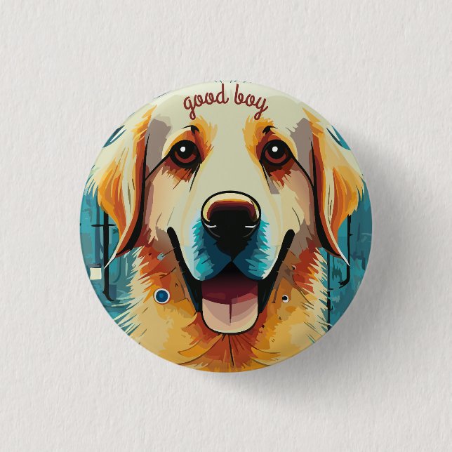 Macaron Rond 2,50 Cm Happy Golden Retriever (Devant)