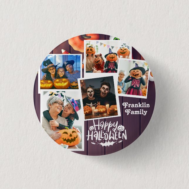 Macaron Rond 2,50 Cm Happy Halloween Photo de famille (Devant)