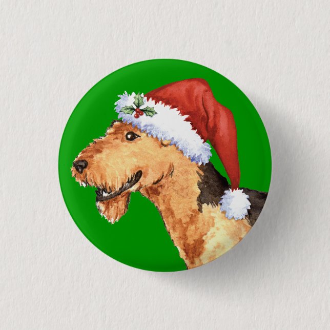 Macaron Rond 2,50 Cm Happy Howliday Airedale (Devant)