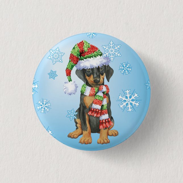 Macaron Rond 2,50 Cm Happy Howliday Doberman (Devant)