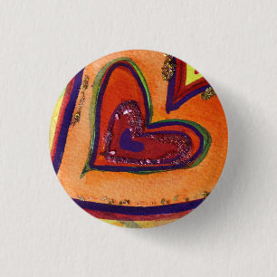 Macaron Rond 2,50 Cm Happy Love Hearts Art Peinture Lapel Pin Buttons