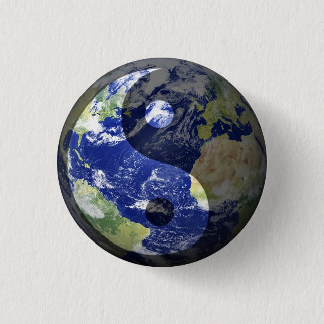 Macaron Rond 2,50 Cm Harmonie de Yin-Yang sur notre planète (Devant)