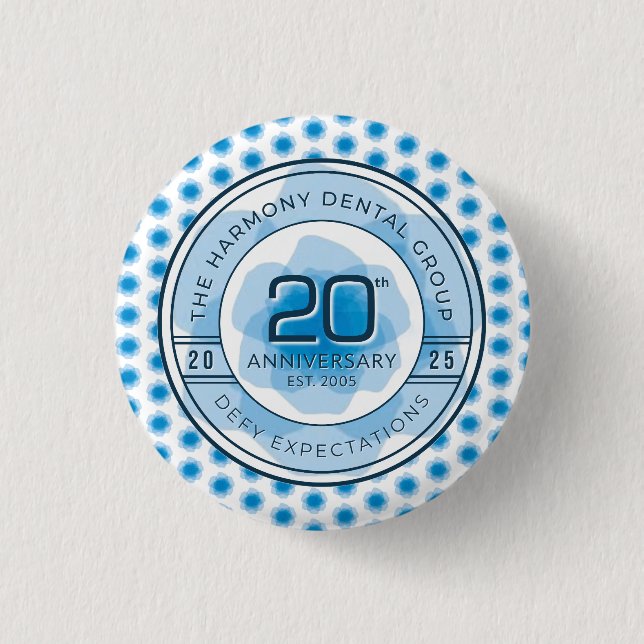 Macaron Rond 2,50 Cm Harmony Dental 20th Anniversary Button (Devant)