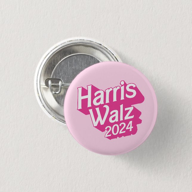 Macaron Rond 2,50 Cm Harris Walz 2024 Pink (Devant & derrière)