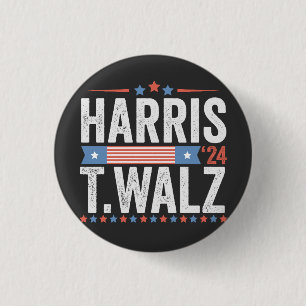 Macaron Rond 2,50 Cm Harris Walz Élection 2024 Kamala Tim Waltz