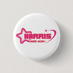 Macaron Rond 2,50 Cm Harris Walz Girly Pink Stars and Hearts Président