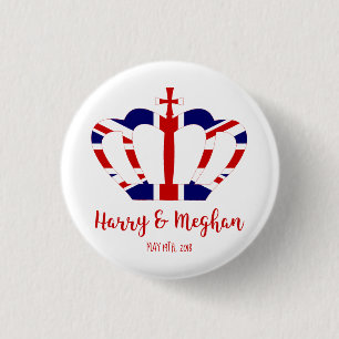 Macaron Rond 2,50 Cm Harry & Meghan Crown   Célébration du Mariage roya