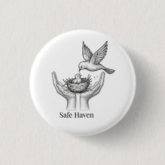 Macaron Rond 2,50 Cm Havre de Paix - Oiseau dans les Mains Humaines Mar