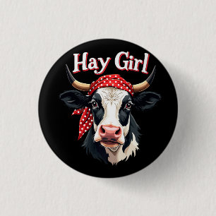 Macaron Rond 2,50 Cm Hay Girl Farmer Funny Cattle Cow Farm Amateurs