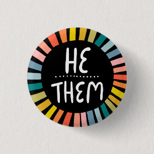 Macaron Rond 2,50 Cm HE / EUX Pronounounes Rainbow Handlettered Pride