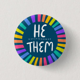 Macaron Rond 2,50 Cm HE / EUX Pronounounes Rainbow Handlettered Pride