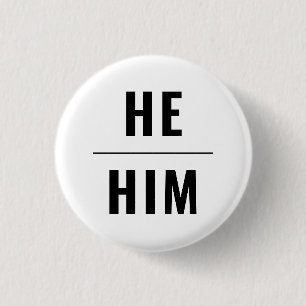 Macaron Rond 2,50 Cm He Him Gender Pronounounounounounounounours noir b