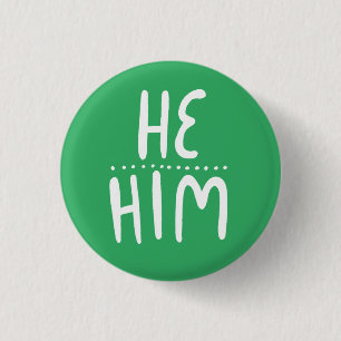 Macaron Rond 2,50 Cm HE/HIM Pronononounes Green Handlettering Minimal