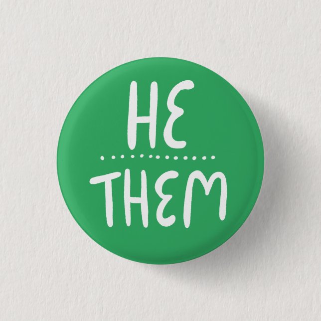 Macaron Rond 2,50 Cm HE/THEM Prononounes Green Handlettering Minimal (Devant)