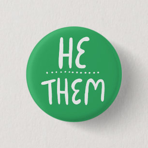 Macaron Rond 2,50 Cm HE/THEM Prononounes Green Handlettering Minimal