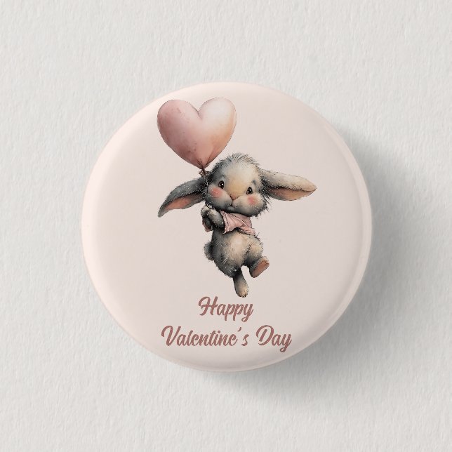 Macaron Rond 2,50 Cm Heart Balloon Bunny for Valentines (Devant)