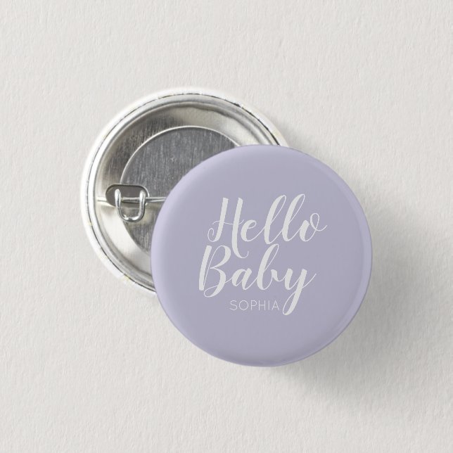Macaron Rond 2,50 Cm Hello Baby baby shower classique moderne (Devant & derrière)