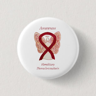 Macaron Rond 2,50 Cm Hémochromatose héréditaire Sensibilisation Ruban P
