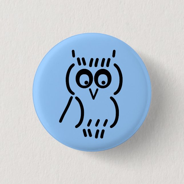 Macaron Rond 2,50 Cm Hibou ASCII (Devant)