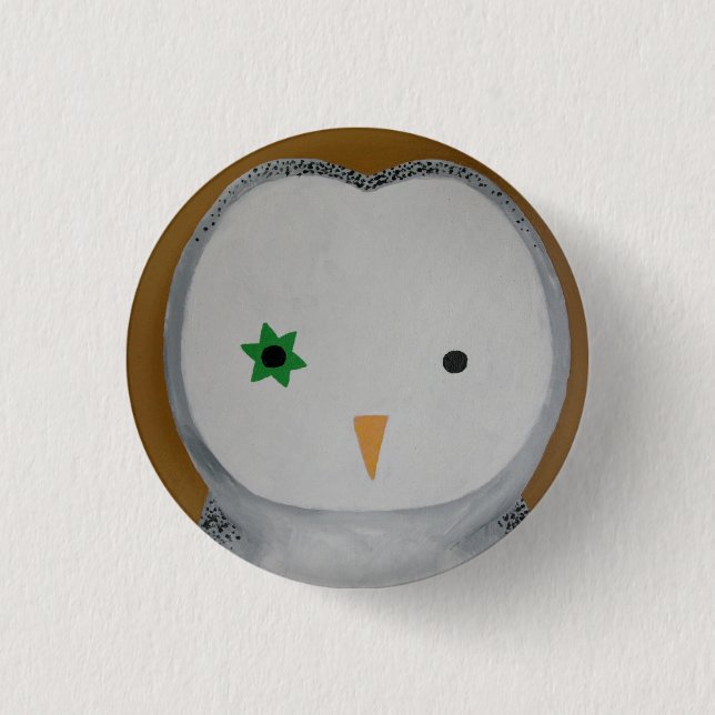 Macaron Rond 2,50 Cm Hibou de grange (Devant)