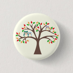 Macaron Rond 2,50 Cm Hiboux dans l'arbre