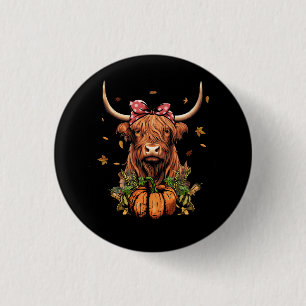 Macaron Rond 2,50 Cm Highland Cow Fall Et Citrouilles Feuille Automne R