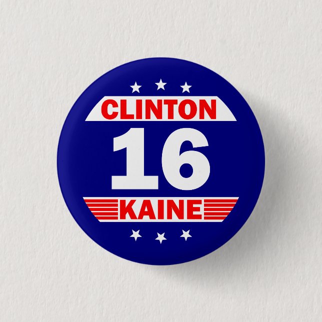 Macaron Rond 2,50 Cm Hillary Clinton et Tim Kaine 2016 (Devant)