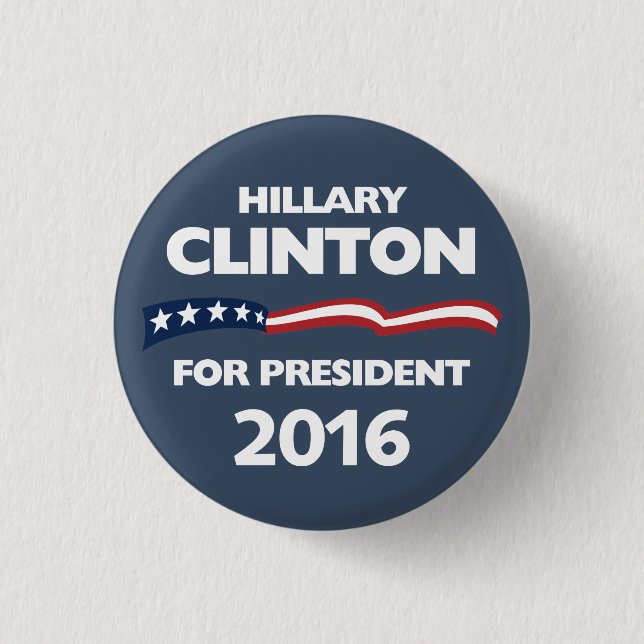 Macaron Rond 2,50 Cm Hillary Clinton pour le président 2016 (Devant)