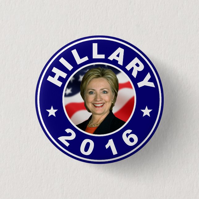 Macaron Rond 2,50 Cm Hillary pour le président 2016 (Devant)