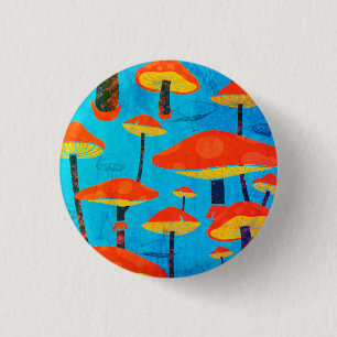 Macaron Rond 2,50 Cm Hippie Dreamy Retro Vibe Enchanter Champignons