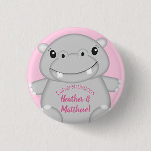 Macaron Rond 2,50 Cm Hippo Baby shower rose