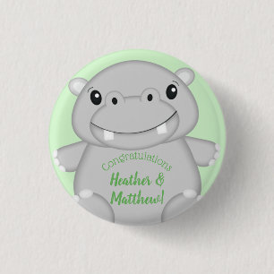 Macaron Rond 2,50 Cm Hippo Baby shower vert