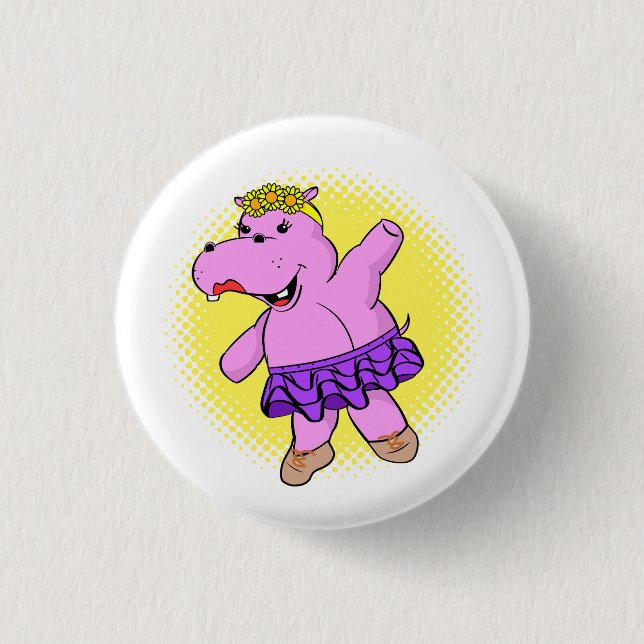 Macaron Rond 2,50 Cm Hippo Ballerina avec Tutu (Devant)