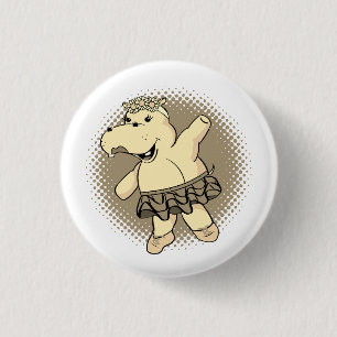 Macaron Rond 2,50 Cm Hippo Sepia Ballerina Avec Tutu
