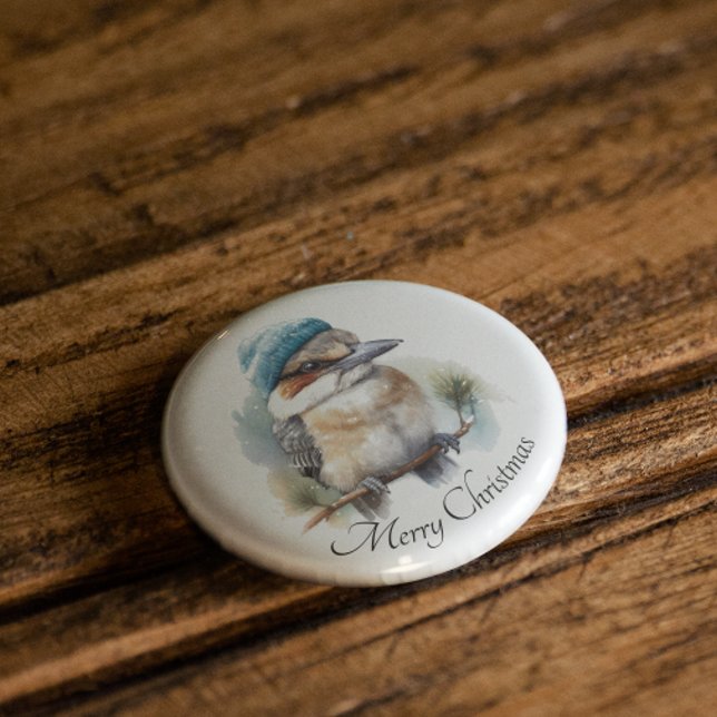 Macaron Rond 2,50 Cm Hiver Kookaburra voeux, personnalisé (Créateur téléchargé)