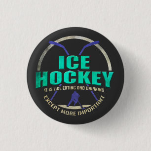 Macaron Rond 2,50 Cm Hockey sur glace comme manger et boire drôle de sp