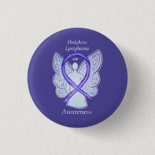 Macaron Rond 2,50 Cm Hodgkins Lymphoma Art Angel Violet Ruban Pins