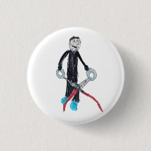 Macaron Rond 2,50 Cm Homme à ciseaux par Claire