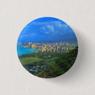 Macaron Rond 2,50 Cm Honolulu, Hawaii Bouton Skyline #1