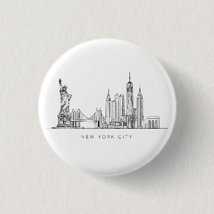 Macaron Rond 2,50 Cm Horizon de New York minimaliste en ligne art