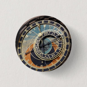 Macaron Rond 2,50 Cm Horloge Astronomique à Prague