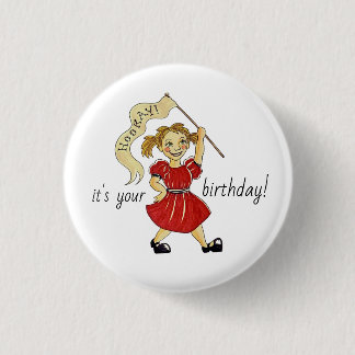 Macaron Rond 2,50 Cm Hourra ! Boutons joyeux anniversaire