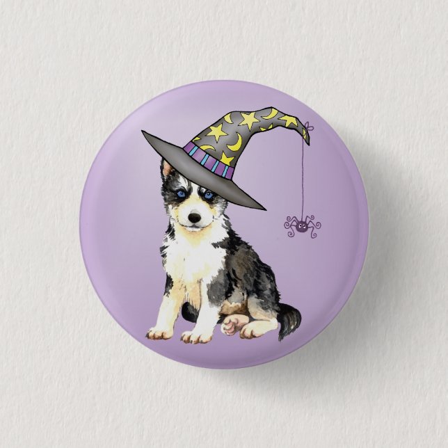 Macaron Rond 2,50 Cm Husky Witch (Devant)
