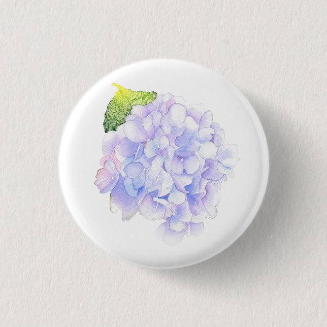 Macaron Rond 2,50 Cm Hydrangea Aquarelle Vignette (Devant)