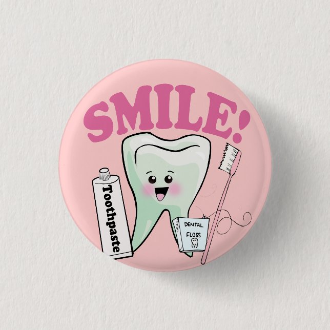 Macaron Rond 2,50 Cm Hygiéniste dentaire de dentiste (Devant)